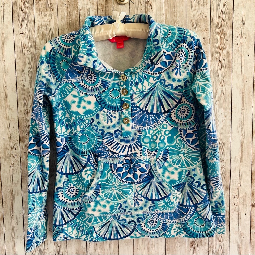 Lilly Pulitzer Turquoise Oasis Half Shell Captain Popover XS